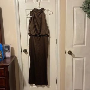 Cherley chocolate midi stretch satin size S